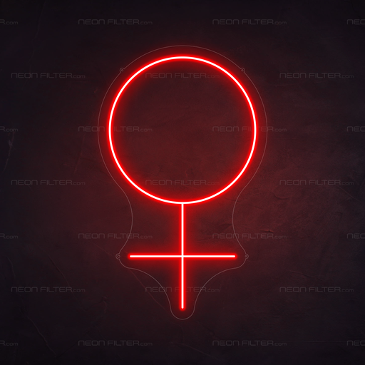 Female Symbol Neon Sign in Hot Mama Red