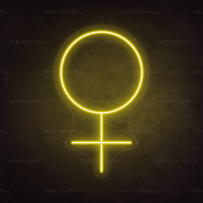 Female Symbol Neon Sign in Paradise Yellow