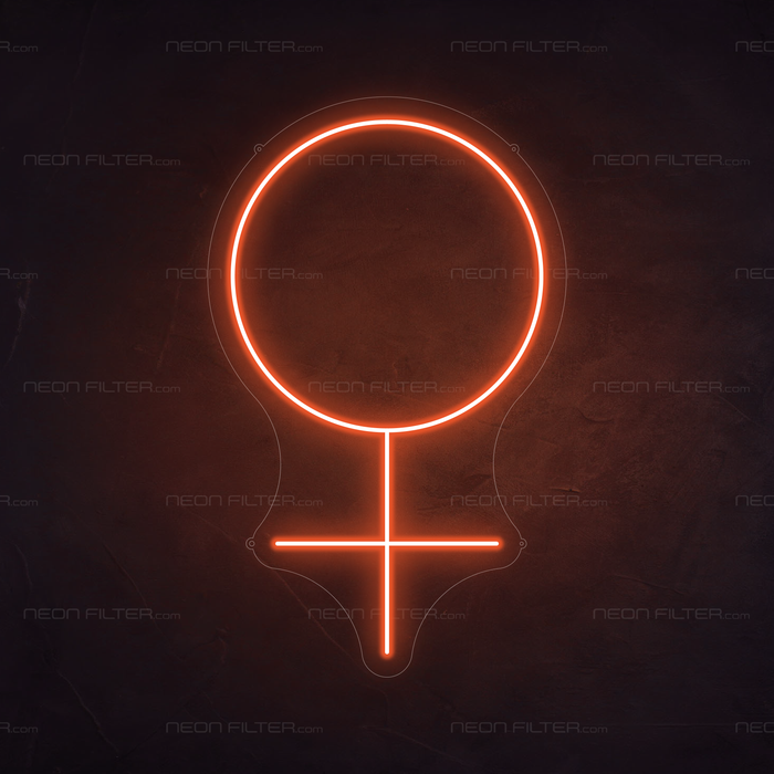 Female Symbol Neon Sign in Sunset Orange