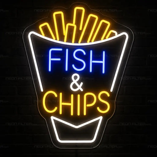 Fish Chips To go Neon Sign for FoodandDrinks Decor - Neon Filter