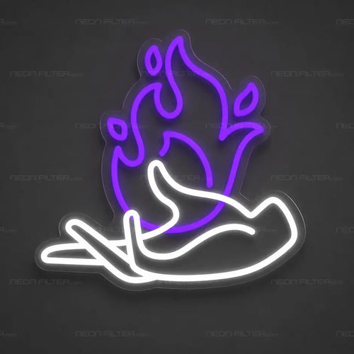 Flaming Hand Neon Sign for TattooStudio Decor - Neon Filter