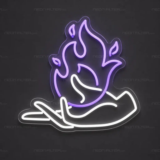 Flaming Hand Neon Sign for TattooStudio Decor - Neon Filter