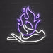 Flaming Hand Neon Sign for TattooStudio Decor - Neon Filter