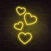 Floating Hearts Neon Sign in Paradise Yellow