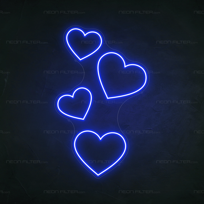 Floating Hearts Neon Sign in Santorini Blue