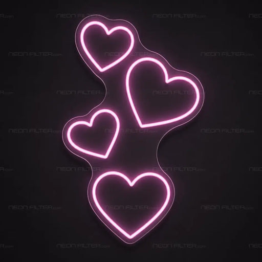 Floating Hearts Neon Sign