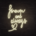 Forever and Always Neon Sign in Cosy Warm White