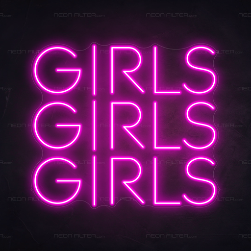 Girls Girls Girls Neon Sign in Love Potion Pink