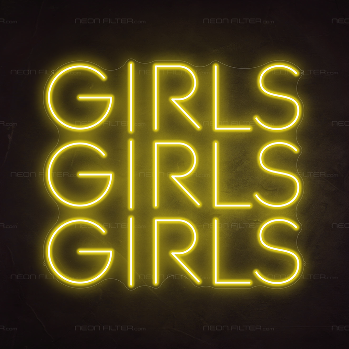 Girls Girls Girls Neon Sign in Paradise Yellow