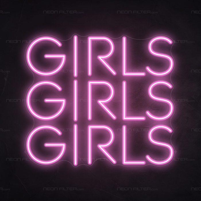 Girls Girls Girls Neon Sign in Pastel Pink