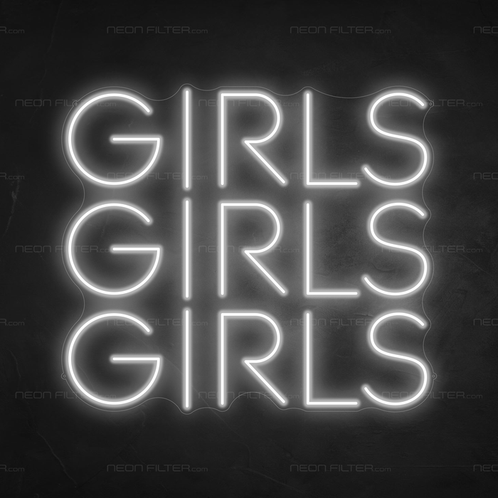 Girls Girls Girls Neon Sign in Snow White