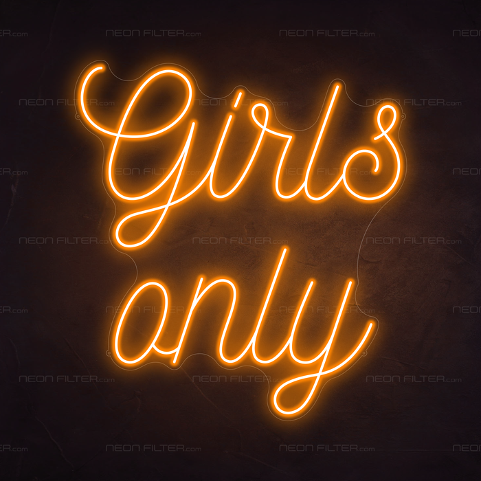 Girls Only Neon Sign in Hey Pumpkin Orange