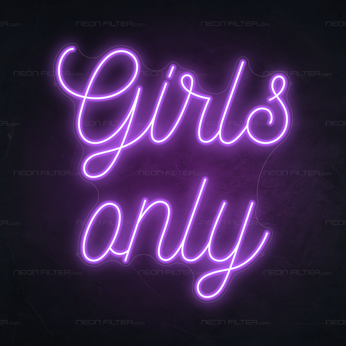 Girls Only Neon Sign in Hopeless Romantic Purple