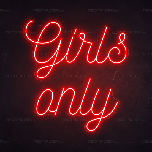 Girls Only Neon Sign in Hot Mama Red