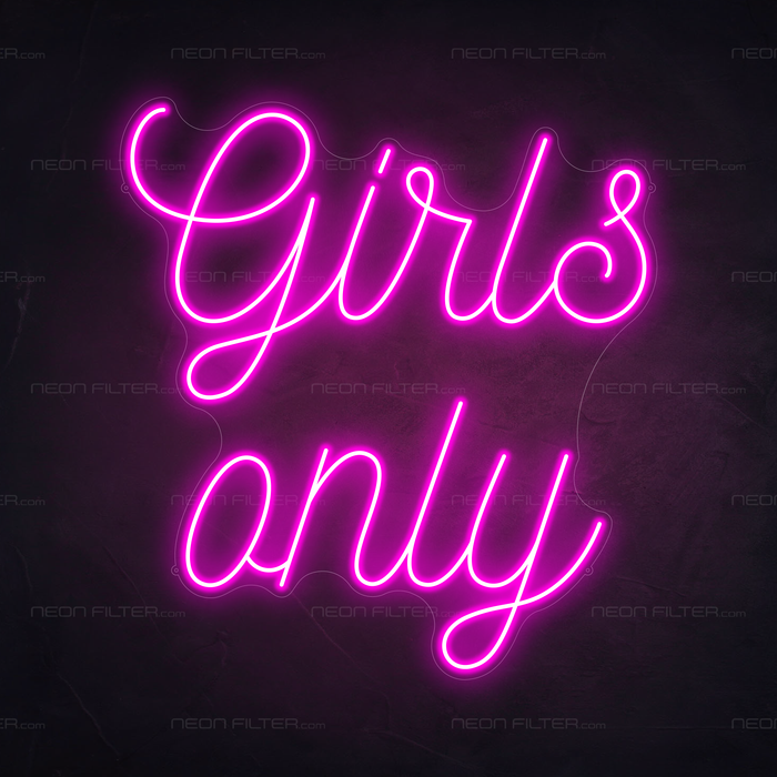 Girls Only Neon Sign in Love Potion Pink