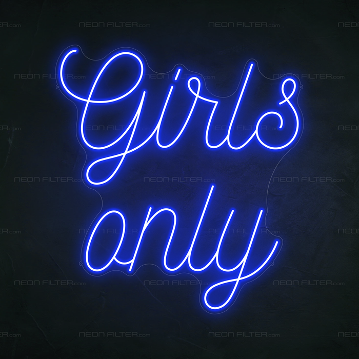 Girls Only Neon Sign in Santorini Blue