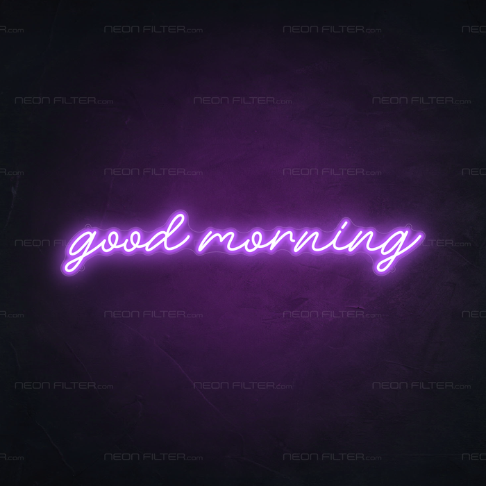 Good Morning Neon Sign in Hopeless Romantic Purple