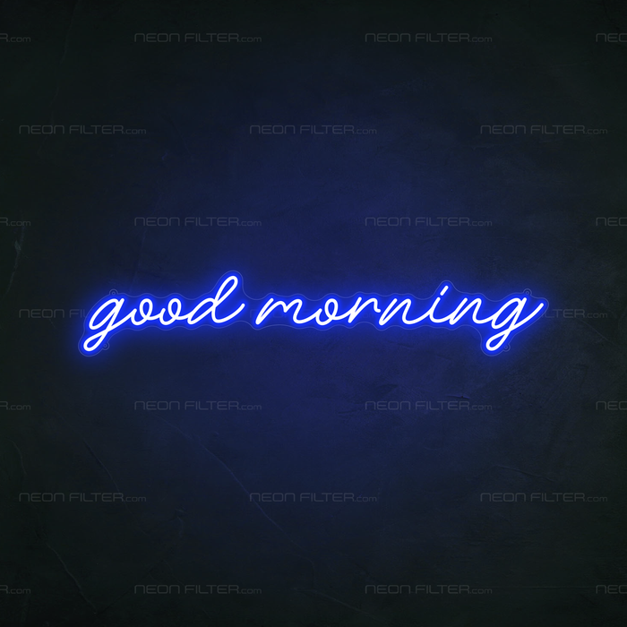 Good Morning Neon Sign in Santorini Blue