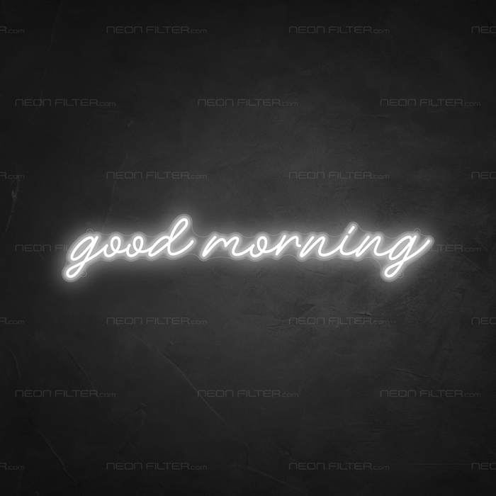 Good Morning Neon Sign in Snow White