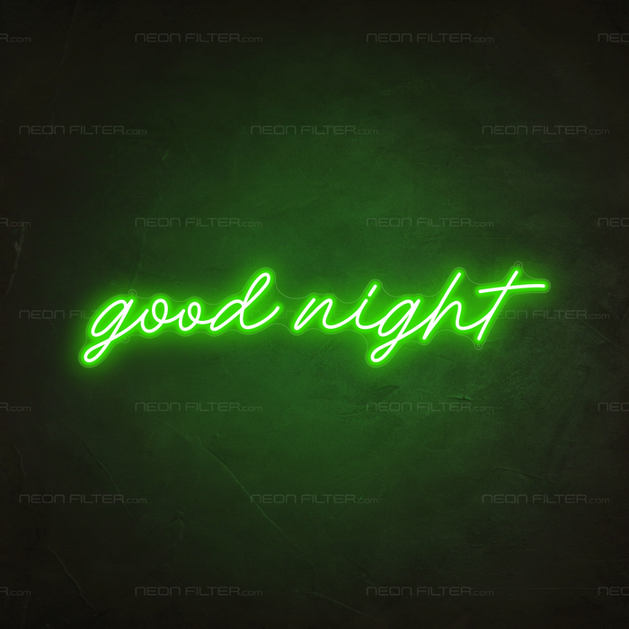 Good Night Neon Sign in Glow Up Green