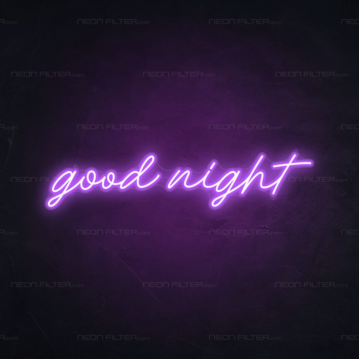 Good Night Neon Sign in Hopeless Romantic Purple