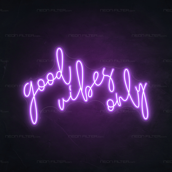 Good Vibes Only Neon Sign in Hopeless Romantic Purple