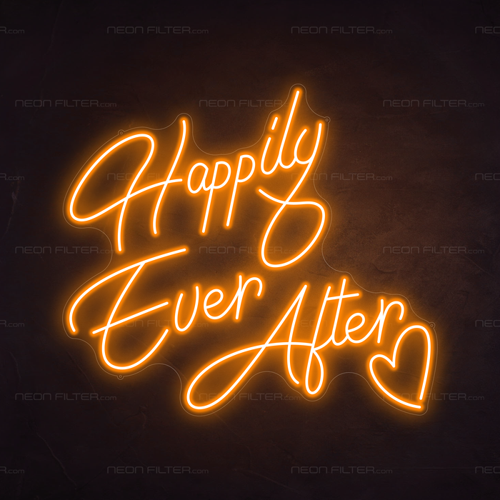 Happily Ever After Neon Light in Hey Pumpkin Orange