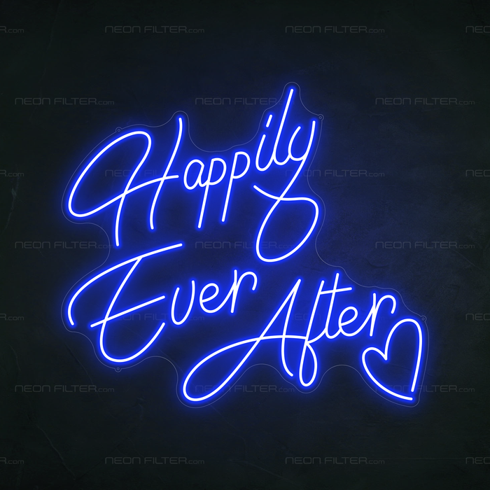 Happily Ever After Neon Light in Santorini Blue