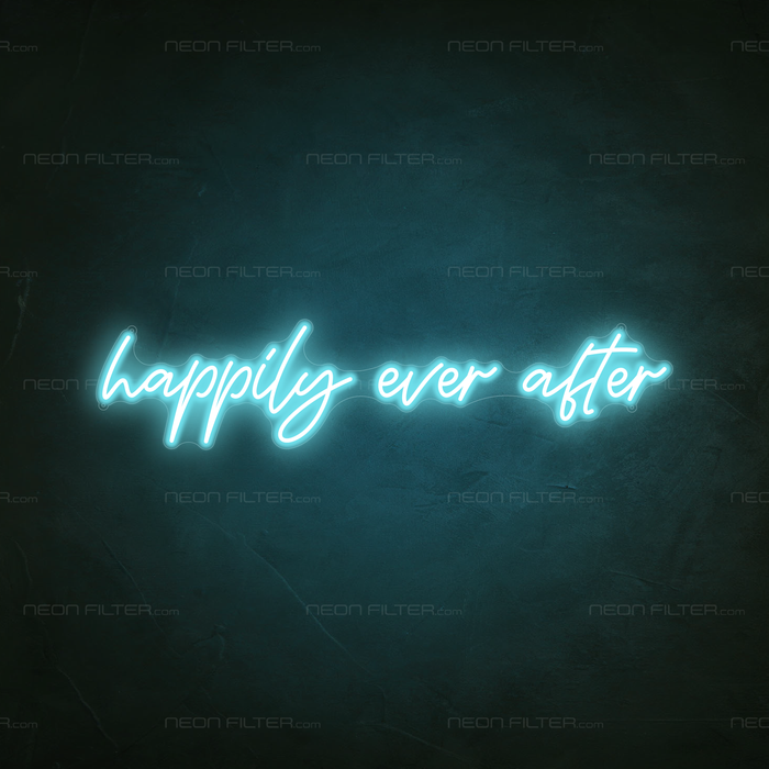 Happily Ever After Neon Sign in Glacier blue