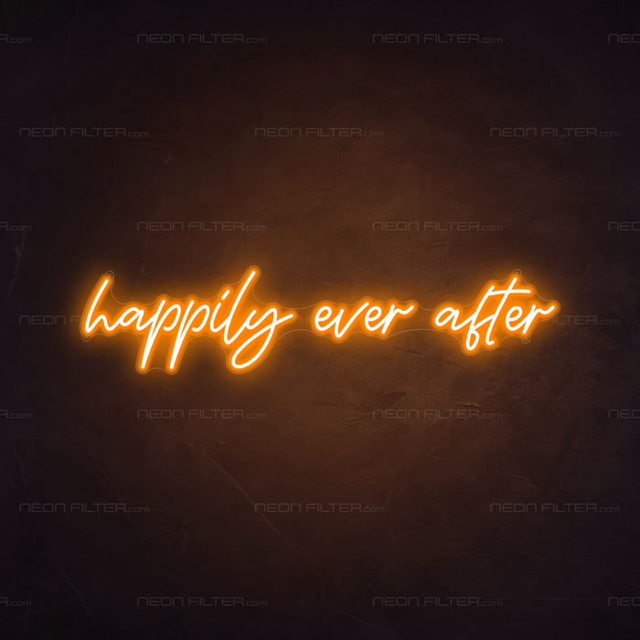 Happily Ever After Neon Sign in Hey Pumpkin Orange