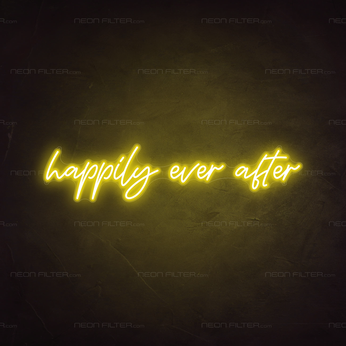 Happily Ever After Neon Sign in Paradise Yellow