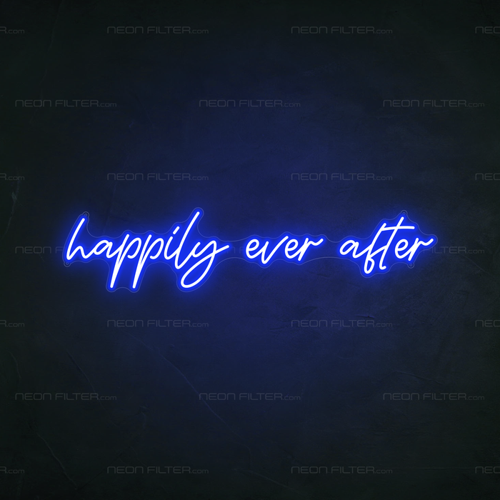 Happily Ever After Neon Sign in Santorini Blue