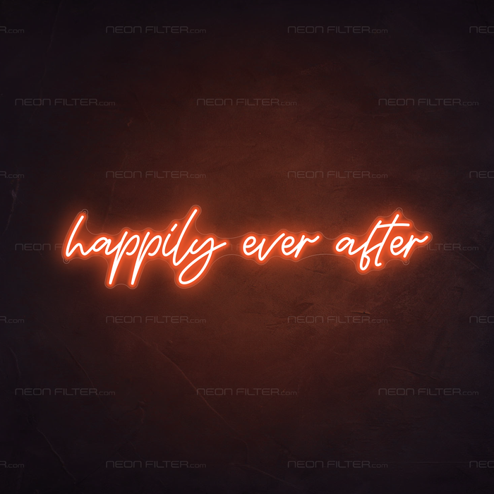 Happily Ever After Neon Sign in Sunset Orange