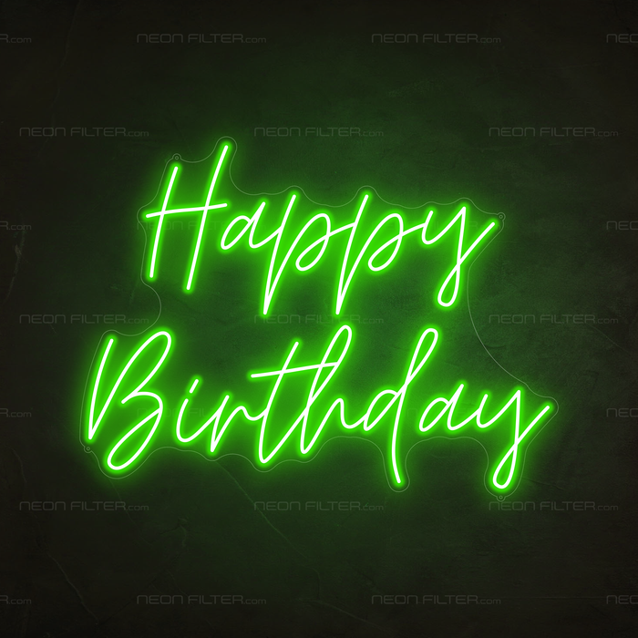 Happy Birthday Neon Sign in Glow Up Green