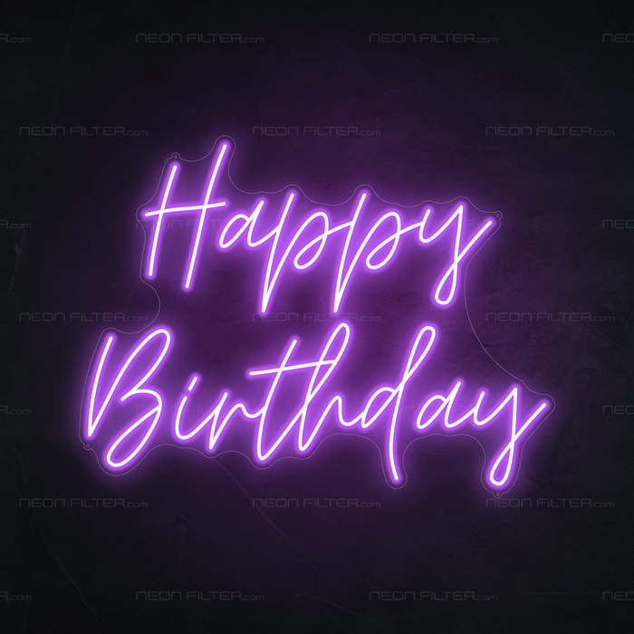 Happy Birthday Neon Sign in Hopeless Romantic Purple