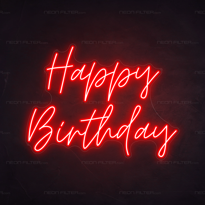 Happy Birthday Neon Sign in Hot Mama Red