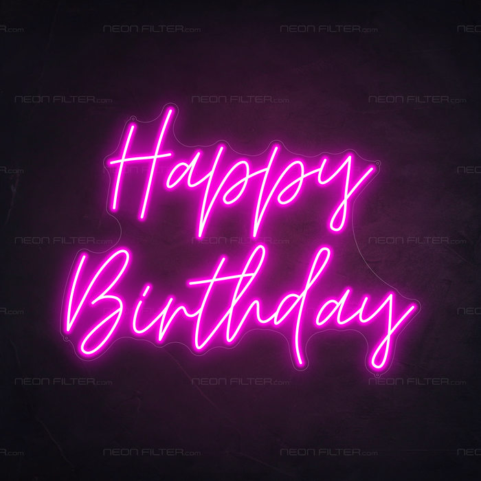 Happy Birthday Neon Sign in Love Potion Pink