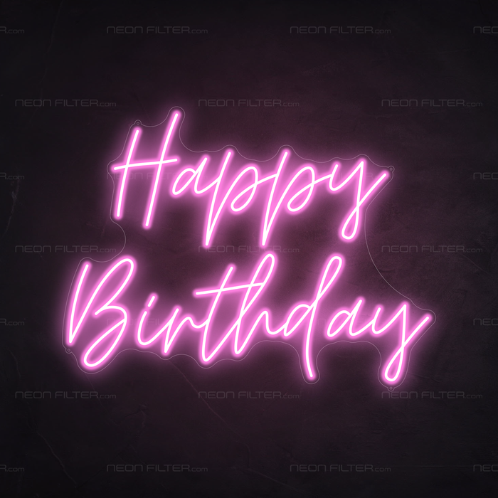 Happy Birthday Neon Sign in Pastel Pink