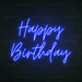 Happy Birthday Neon Sign in Santorini Blue