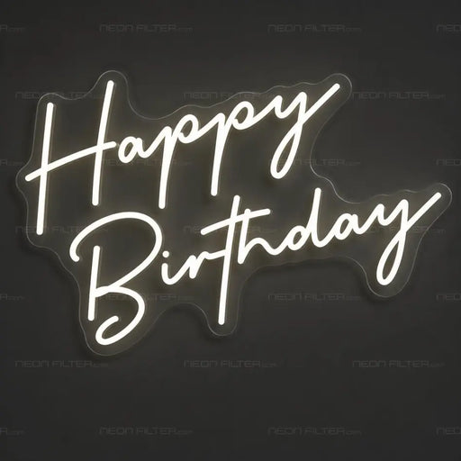 Happy Birthday Handwritten Neon Sign for Birthday Decor - Neon Filter