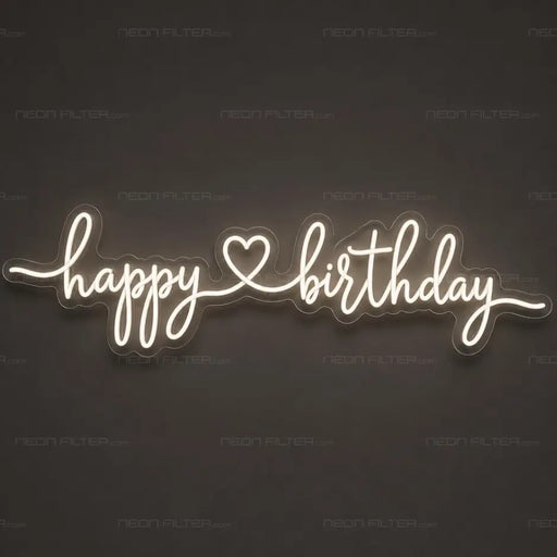 Happy Birthday Heartline Neon Sign for Birthday Decor - Neon Filter