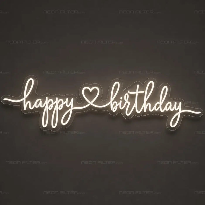 Happy Birthday Heartline Neon Sign for Birthday Decor - Neon Filter