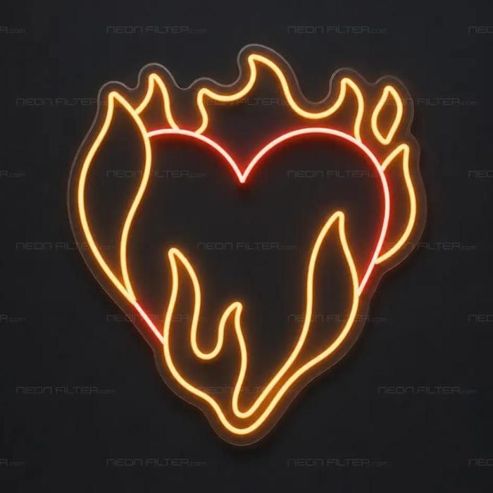 Heart On Fire Emoji Neon Sign