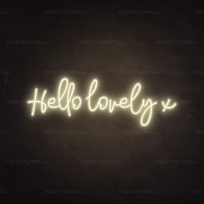 Hello Lovely X Neon Sign in Cosy Warm White