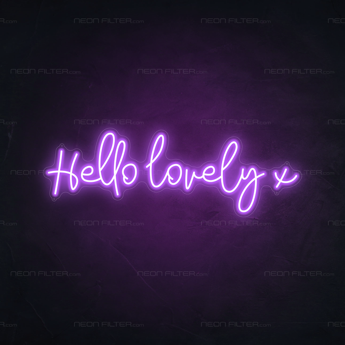 Hello Lovely X Neon Sign in Hopeless Romantic Purple