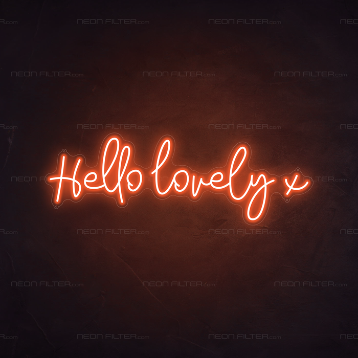 Hello Lovely X Neon Sign in Sunset Orange