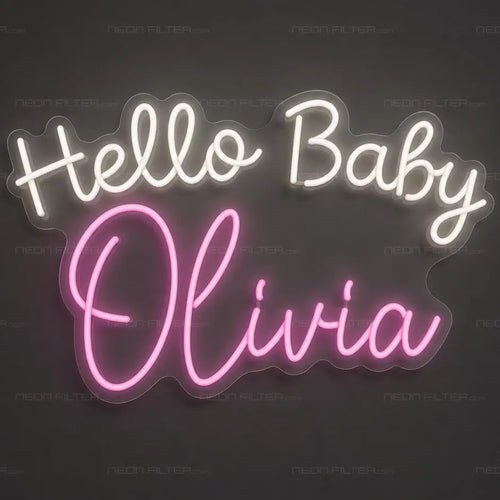 Hello Baby Olivia Neon Sign for Baby Shower Decor - Neon Filter