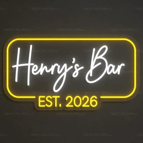 Henry's Bar EST. 2026 Neon Sign for ManCave Decor - Neon Filter