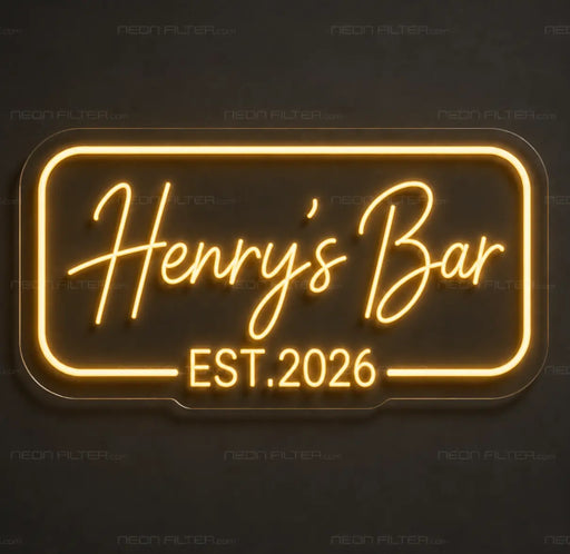 Henry's Bar EST. 2026 Neon Sign for ManCave Decor - Neon Filter