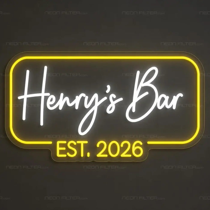 Henry's Bar EST. 2026 Neon Sign for ManCave Decor - Neon Filter